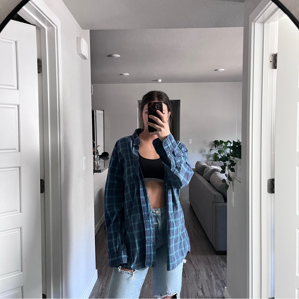 Sonoma Teal and Navy Checkered Flannel
